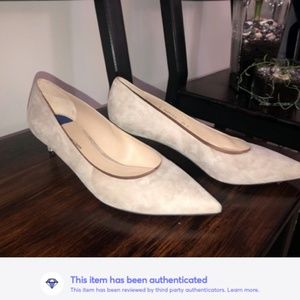 Stuart Weitzman Tan Suede Kitten Pumps